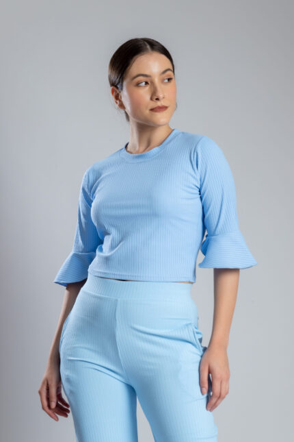 Frill Detail Half Sleeve Cropped Top for Women