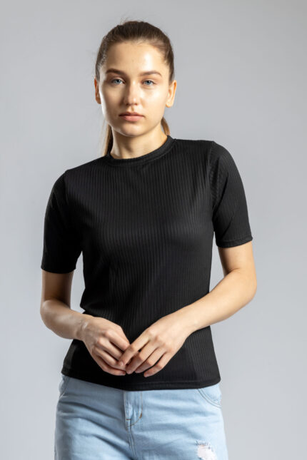 Classic Round Neck Short Sleeve Top for Women