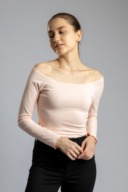 Off-Shoulder Full Sleeve Babylock Top for Women