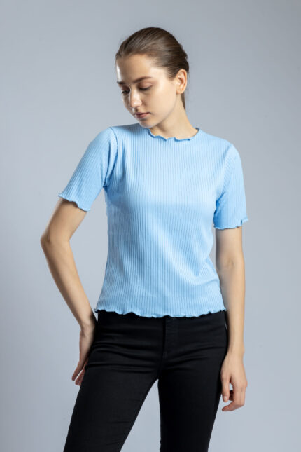 Babylock Round Neck Short Sleeve Top for Women