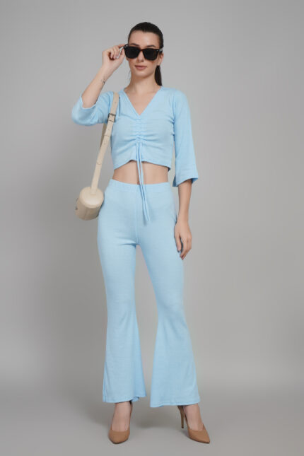 Rib Plazzo Dori Top Co-Ords Set For Women